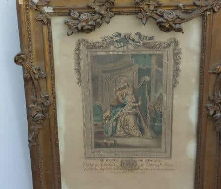 Marie Antoinette 18th Century Circa 1700s Mirror Frame and Picture