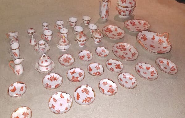 Herend Hungary China Set For Sale This 38-piece Herend Hungary China set is a traditional design with gold leaf details. The hand-painted porcelain is of museum quality. This set is for sale and would make a perfect gift for any occasion. For More Information, click here.