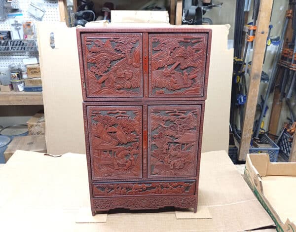 Cinnarbar Lacquer “Kang” Qing Dynasty Cabinet